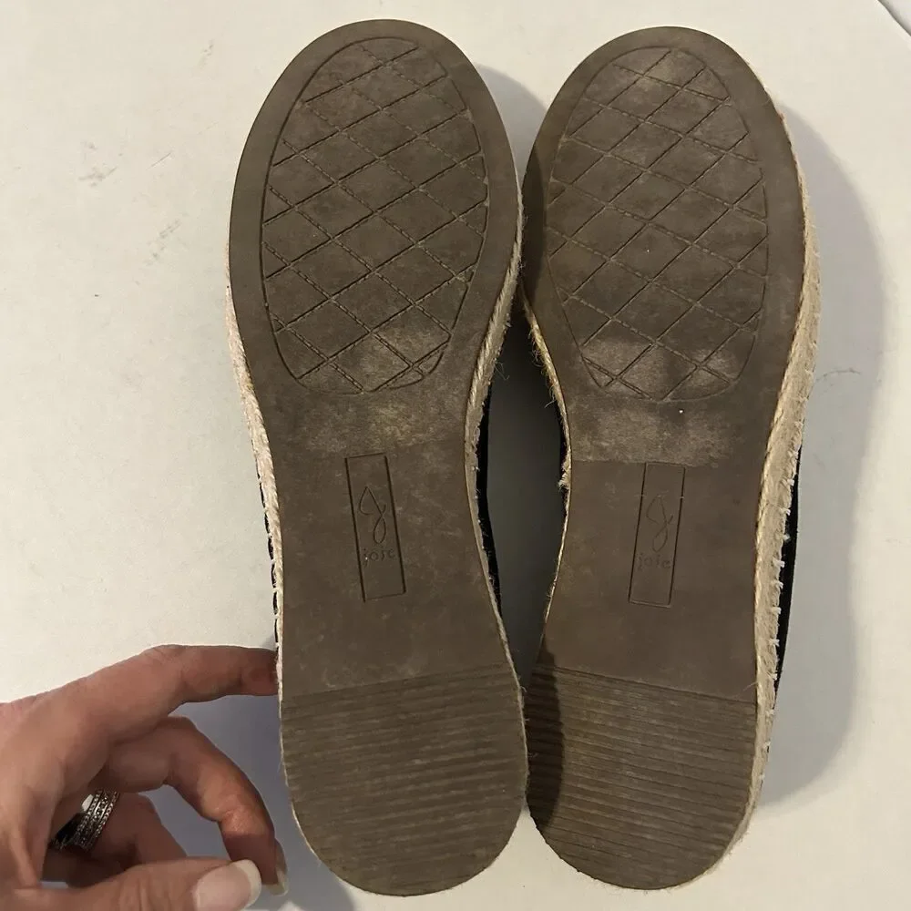 Joie Cara Espadrille Slip On Shoes Black Womens 8 Coastal Cruise Travel Boho